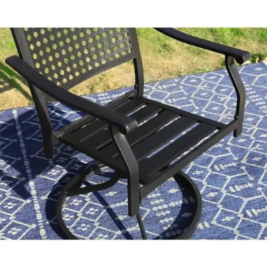 7pc Outdoor Dining Set with Swivel Chairs & Metal Table with Umbrella Hole - Captiva Designs image {8}