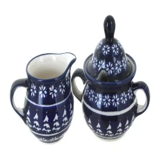 Blue Rose Polish Pottery 944-945 Zaklady Cream & Sugar Set image {10}