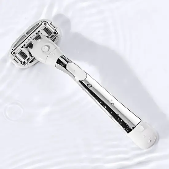 Flamingo 5-Blade Women's Razor - 1 Razor Handle + 2 Razor Blade Refills - Polished Chrome image {3}