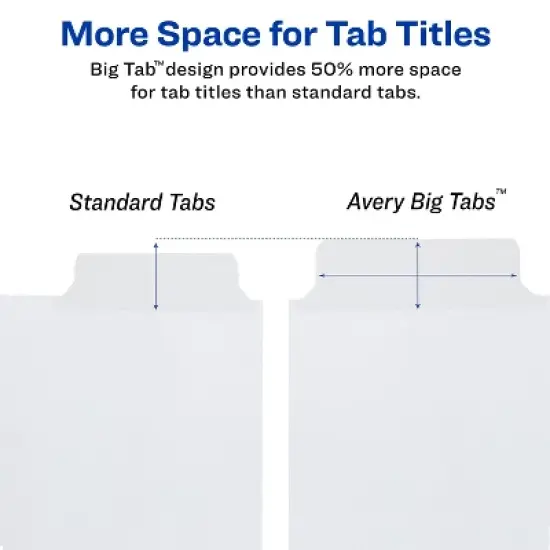 Avery Big Tab Write & Erase Paper Dividers with Gold Reinforcement, 8-Tab Set, White, 6 Sets (21213) image {2}
