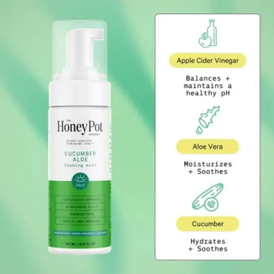 The Honey Pot Company, Cucumber Aloe Feminine Foaming Wash - 5.51 fl oz image {3}