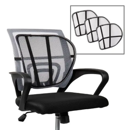 Mind Reader Ergonomic Lower Back Support, Office Chair Cushion, Posture Corrector, Mesh, 15.5"L x 15"W x 5"H, Set of 4, Black image {6}