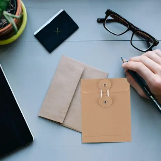 Unique Bargains Kraft Paper Blank Card Envelopes with String Tie Closure 12 Pcs image {3}