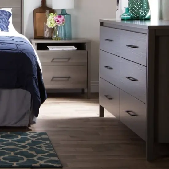 Gravity 6 Drawer Double Dresser and 2 Drawer Nightstand Gray Maple - South Shore image {1}