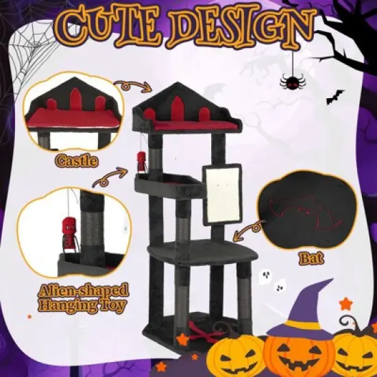 Karl Home 49 inch Gothic Majesty 4-Tier Halloween Cat Tree image {4}