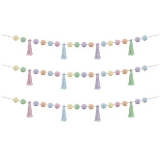 Teacher Created Resources&reg; Pastel Pop Pom-Poms and Tassels Garland, 60", Pack of 3 image {3}