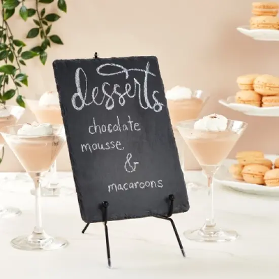 Juvale 6 Pack Mini Slate Charcuterie Boards Set with Chalk - Individual Stone Serving Plates for Cheese, Sushi, Food (6x8.7 in) image {3}