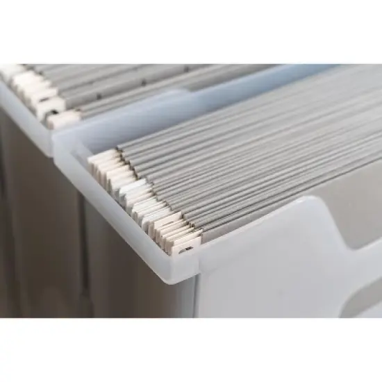 IRIS USA Small Portable Desktop File Box with Open Top, Letter Size, Clear image {4}