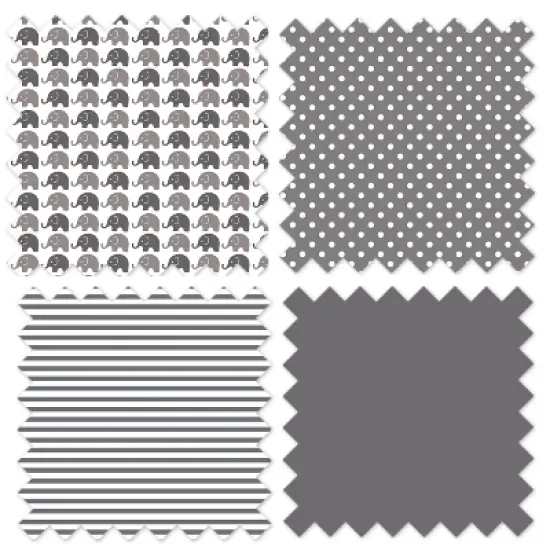 Bacati - Elephants White/Gray 4 pc Crib Bedding Set with Diaper Caddy image {7}