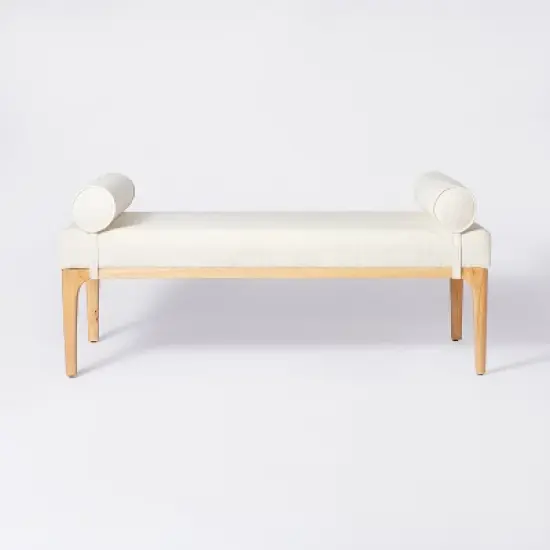 Randolph Bench with Bolster Pillows Linen - Threshold&trade; designed with Studio McGee image {2}