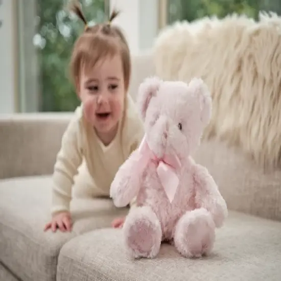 Bearington My First Bear: Classic Hand-Sewn 12-Inch Pink Stuffed Bear image {2}