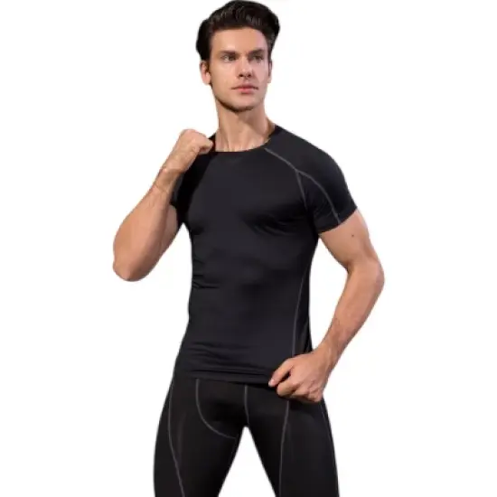 Anna-Kaci Active Men's Compression Short Sleeve Athletic T-Shirt with Moisture-Wicking Stretch Fabric for Training and Workouts image {2}