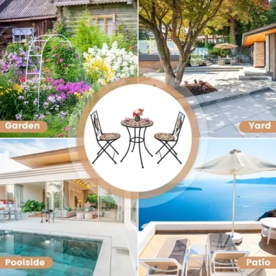 3pcs Patio Bistro Set Outdoor Patio Conversation Furniture Folding Dining Garden image {6}