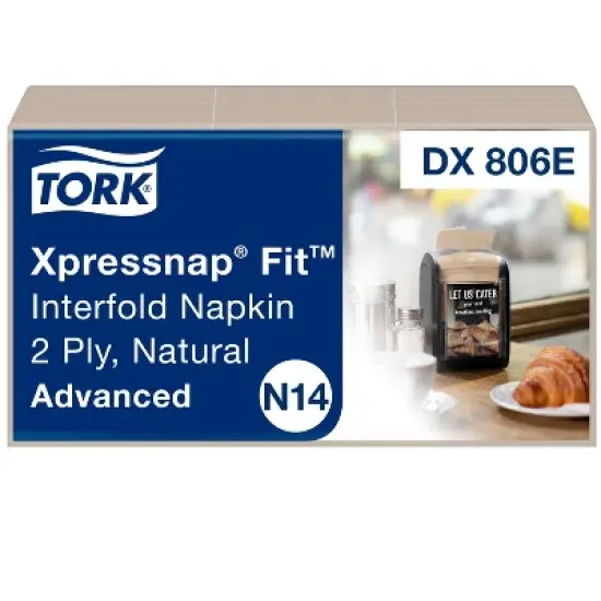 Tork Xpressnap Fit Interfold Dispenser Napkins, 2-Ply, 6.5 x 8.39, Natural, 120/Pack, 36 Packs/Carton image {11}