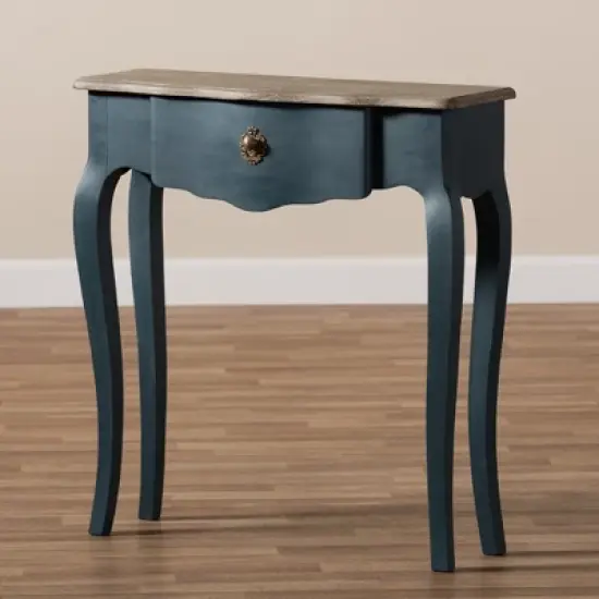 Mazarine Classic and Provincial Spruce Finished Console Table Blue - Baxton Studio image {9}