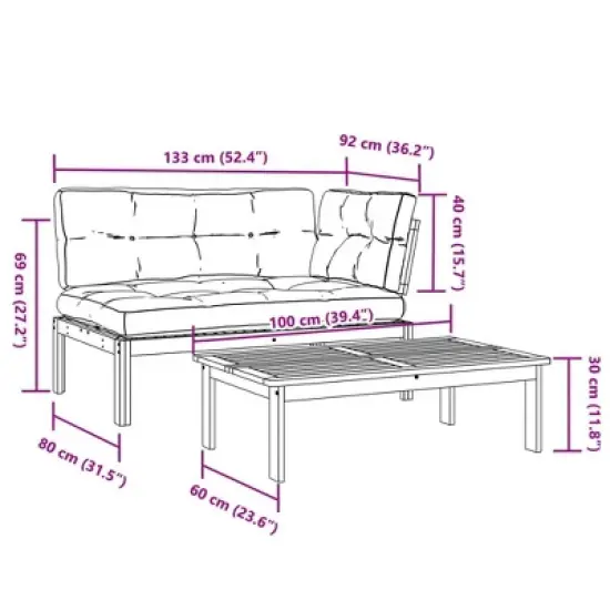 vidaXL Patio Sofa Set Anthracite Solid Acacia wood Standard image {10}