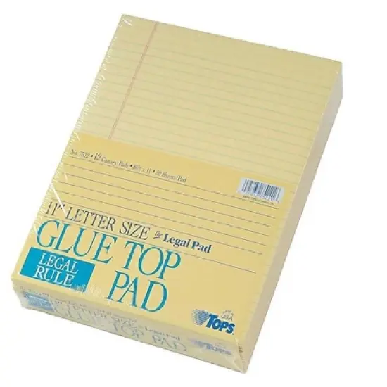 Tops The Legal Pad Glue Top Pads Legal/Wide 8 1/2 x 11 Canary 50 Sheets Dozen 7522 image {2}
