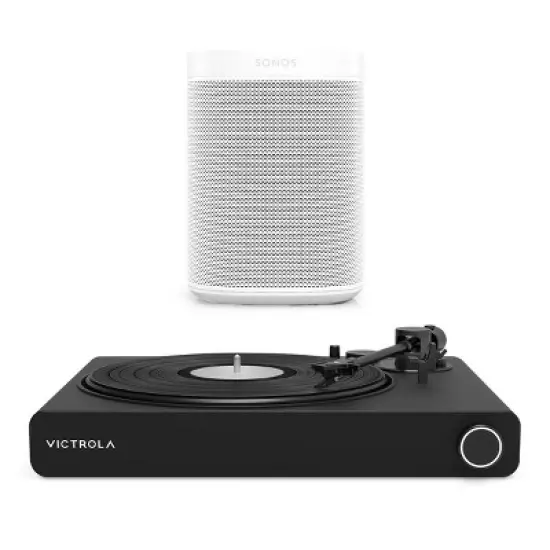 Victrola Stream Onyx Works with Sonos Wireless Turntable with 2-Speeds with Sonos One Gen 2 Smart Speaker (Black) image {12}
