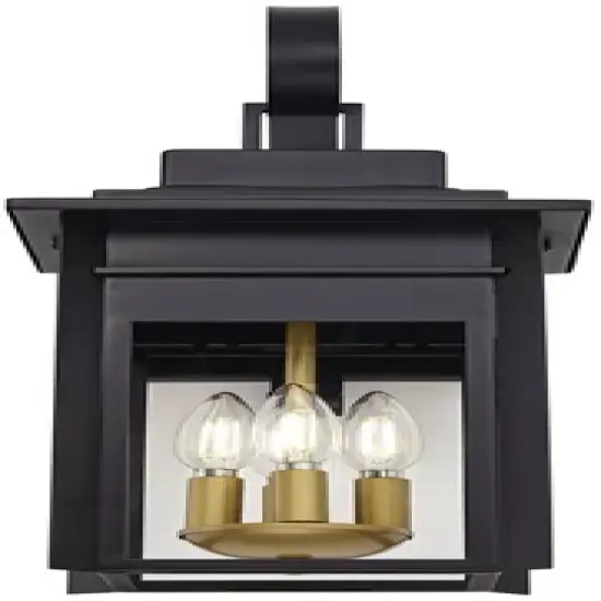 Franklin Iron Works Rustic Farmhouse Outdoor Wall Light Fixture Black 4-Light 21 1/2" Clear Glass Shade for Exterior Barn Deck House Porch Yard Patio image {4}