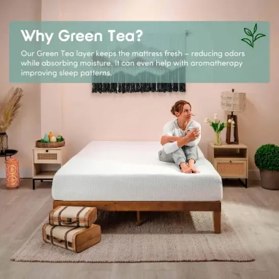 Bryt Green Tea Cooling Memory Foam Mattress - Bed Mattress in A Box image {8}