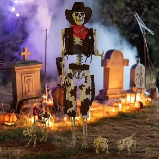 Yescom 2Pcs Poseable Dachshund Dog and 1 Pcs Cat Skeleton Life Size Pet Animal Halloween Yard Decor image {7}