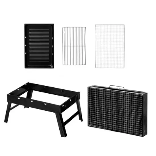 Gardenised Portable Charcoal Grill Foldable Stainless Steel BBQ for Camping Backyard Tailgating Hiking Picnic image {1}