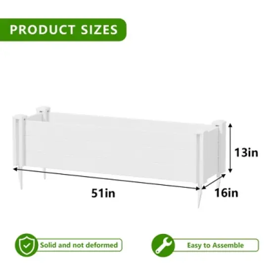 Lirago 51" x 28" x 13" White PVC Modular Garden Fence Panel Durable Easy to Install Soil Improvement Solution image {4}
