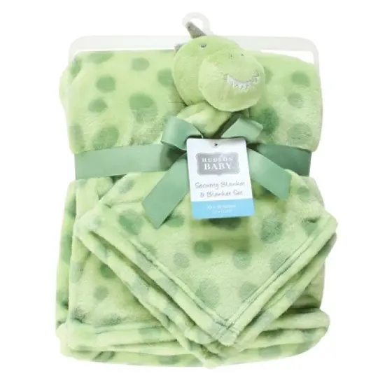 Hudson Baby Infant Boy Plush Blanket with Security Blanket, Trex, One Size image {1}