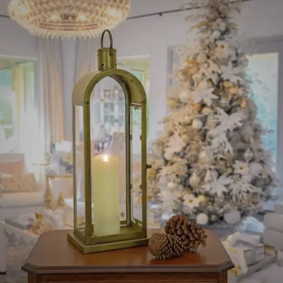 22" HGTV Arched Candle Lantern Antique Bronze - National Tree Company image {1}