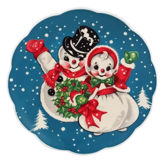 Mr. Christmas Nostalgic Ceramic Scalloped Christmas Plate Set - Bold - 8" - Set of 4 image {4}