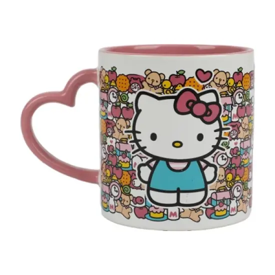 Hello Kitty Mug with Pink Heart Shaped Handle - 16oz Ceramic Mug image {5}