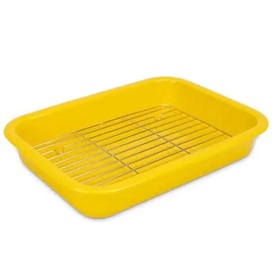 Elanze Designs Large 9x13 inch Stoneware Porcelain Baking Dish With Stainless Steel Rack,Yellow image {5}