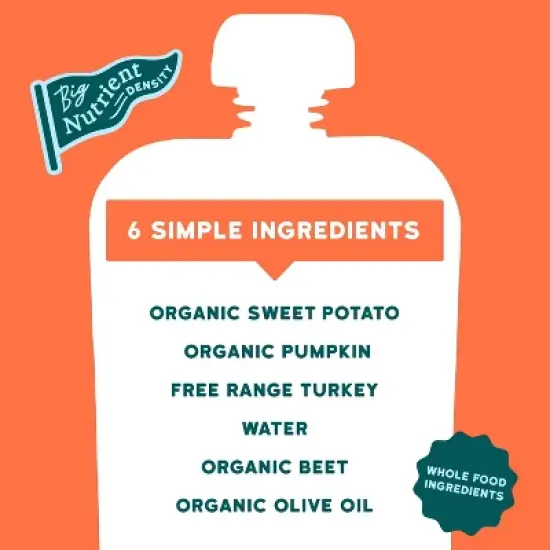 Serenity Kids Free Range Turkey with Organic Sweet Potato, Pumpkin & Beet Baby Food Pouch - 3.5oz image {5}