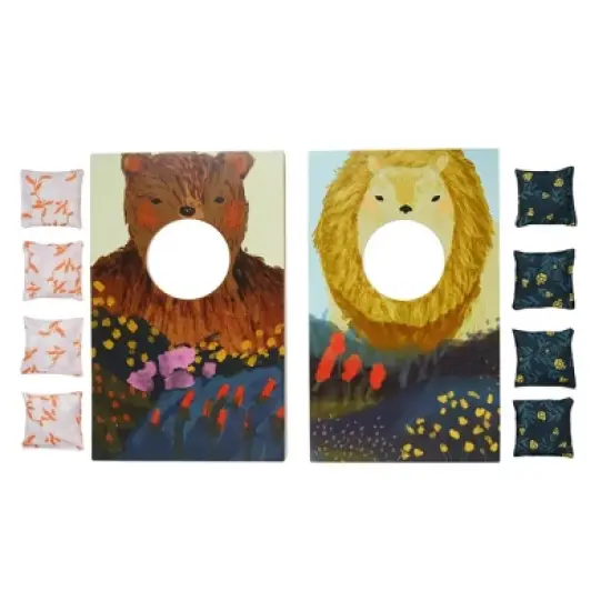 Manhattan Toy Wild Ones Indoor Outdoor Wooden Cornhole Bean Bag Toss Game Set, 10 Piece image {1}