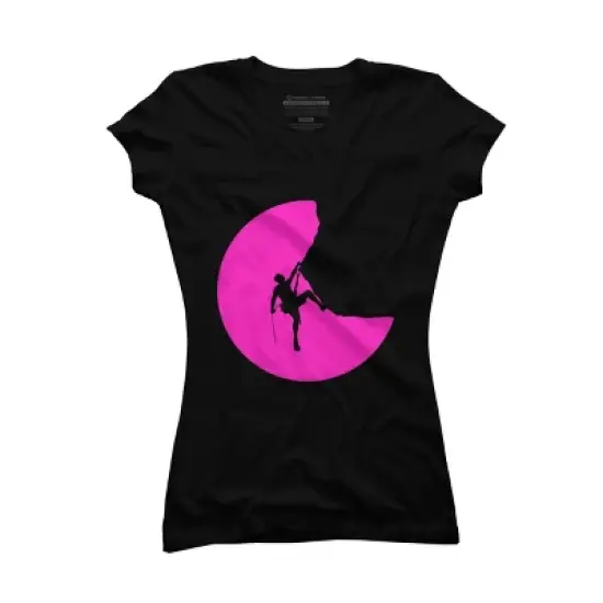 Junior's Design By Humans Rock Climbing Color Moon By jirkasvetlik T-Shirt image {2}