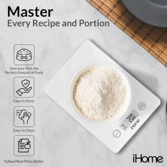 iHome 11lb Glass Kitchen Food Scale image {4}