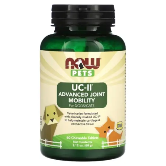 NOW Foods Pets UC-II Advanced Joint Mobility for Dogs/Cats, 60 Chewable Tablets, 2.12 oz (60 g) image {3}