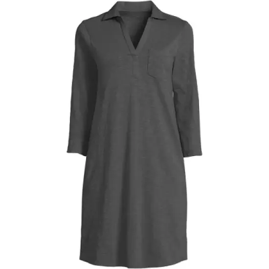 Lands' End Women's Supima Cotton 3/4 Sleeve Polo Dress image {3}