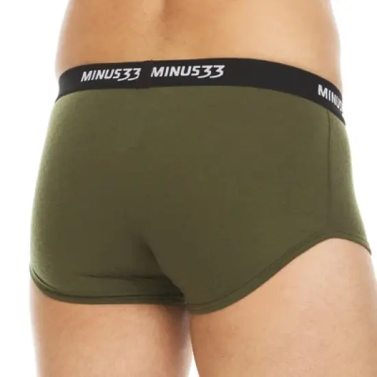 Minus33 Merino Wool Micro Weight - Men's Wool Briefs Woolverino Olive Drab Green S image {1}