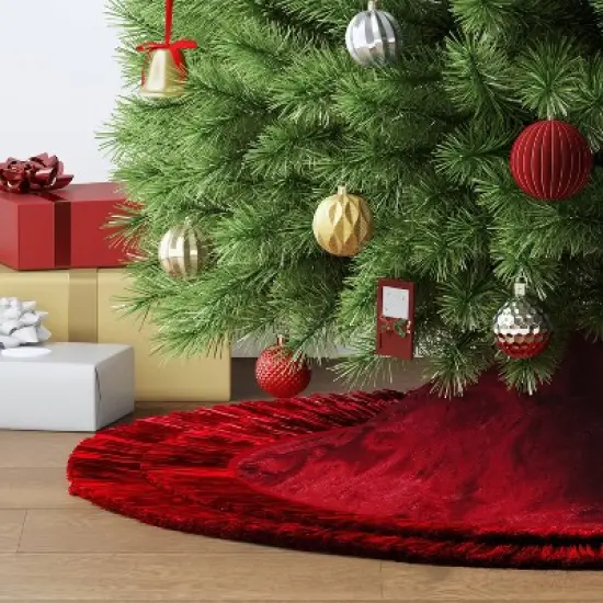 48" Christmas Tonal Tinsel Tree Skirt Red - Wondershop&trade; image {1}