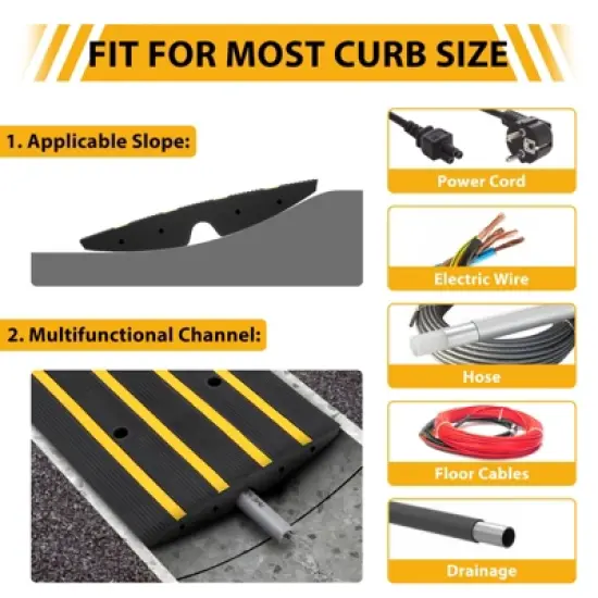 Rubber Driveway Curb Ramps, 15 Ton Capacity Heavy Duty Car Ramp, 2.5 Inch High Curbside Bridge Ramp, 4ft Motorcycle Ramp for Loading Dock Garage image {3}