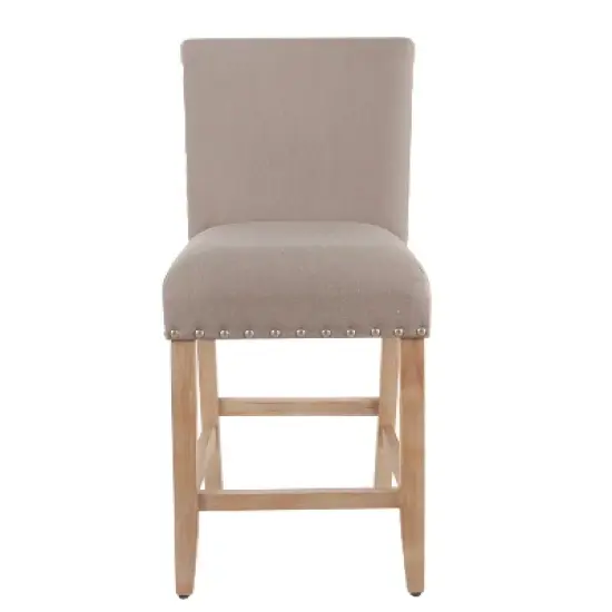 24" Upholstered Counter Height Barstool with Nailheads - HomePop image {9}