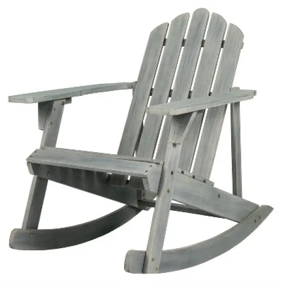 Kiawah Outdoor Patio Classic Acacia Wood Adirondack Rocking Chair -JONATHAN Y image {8}