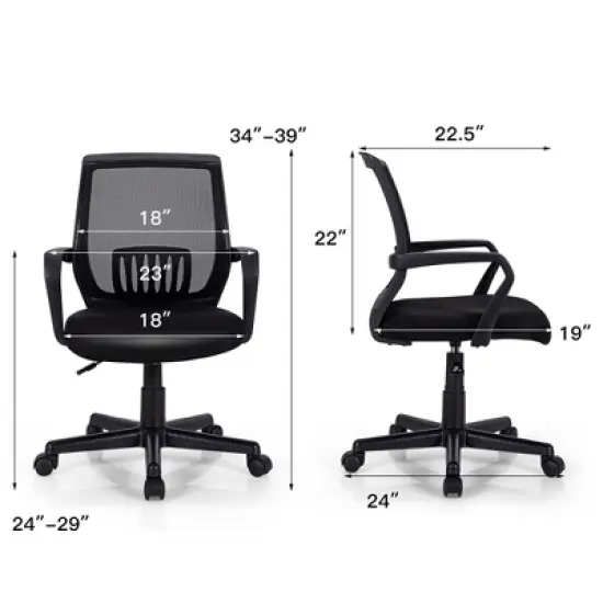 Costway Height Adjustable Mid-Back Mesh Chair  Executive Chair w/ Lumbar Support image {4}