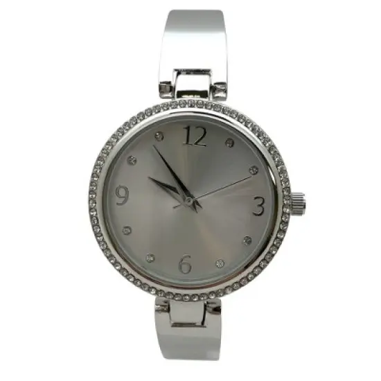 Olivia Pratt Round Face Rhinestone Bezel Soft Bangle Women Watch image {5}