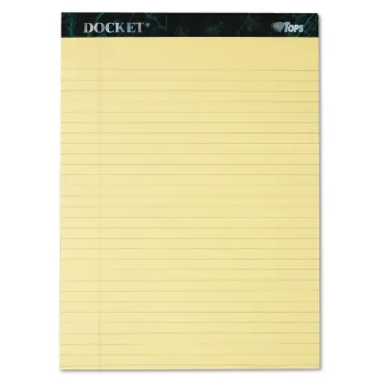 TOPS Docket Ruled Perforated Pads 8 1/2 x 11 3/4 Canary 50 Sheets Dozen 63400 image {7}
