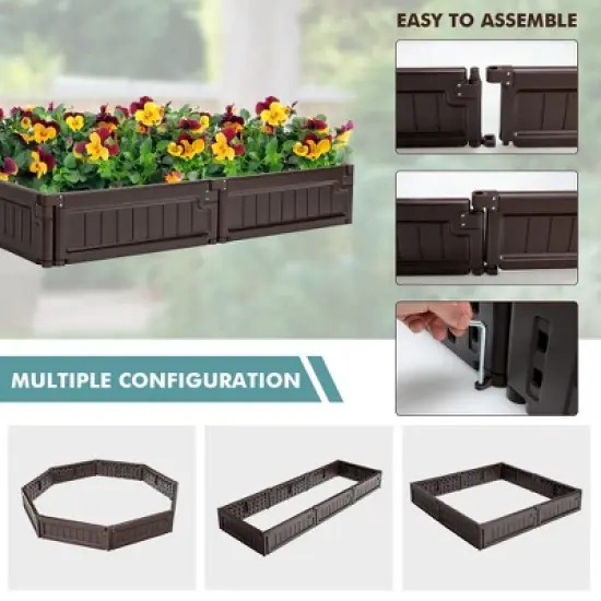 Costway Raised Garden Bed Kit Outdoor Planter Box  Planting Flower Container Brown image {5}