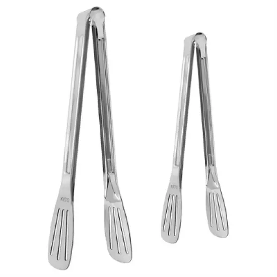 Unique Bargains Cooking Stainless Steel Toaster Salad Serving Tongs Silver Tone 9.5"&11" 2 Pcs image {6}