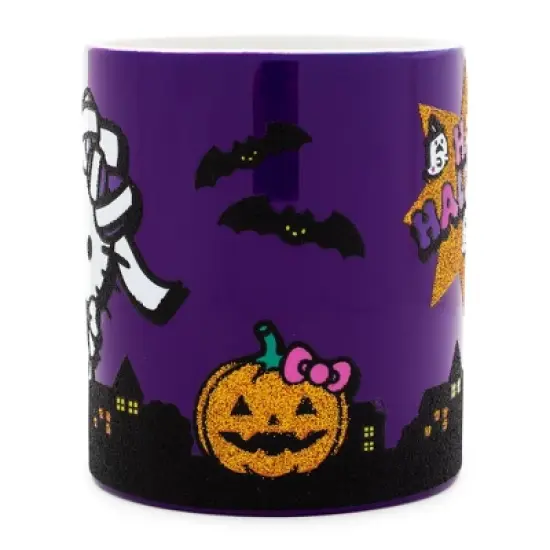 Silver Buffalo Sanrio Hello Kitty "Happy Halloween" Ceramic Glitter Mug | Holds 14 Ounces image {1}