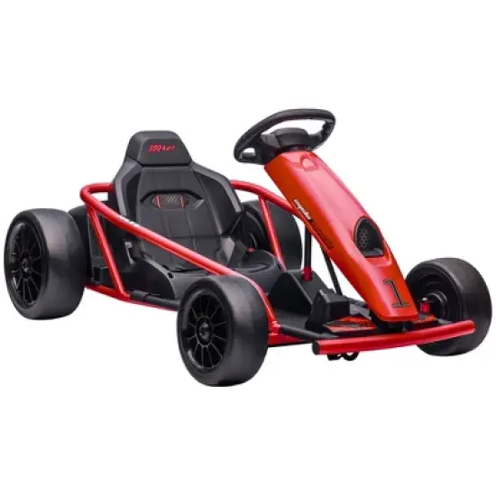 Aosom 24V 8.1 MPH Drifting Electric Go Kart with Slow Start, Music, Horn, Safety Belt for 8-12 Years image {8}